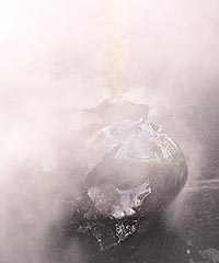 Silver raku fish by AJ Castelo - steaming hot from the kiln