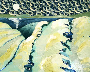 Imagine - Acrylic and Collage -Windrows in Moonlight - Penny Otwell 2008