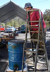 AJ Castelo checking the kiln load