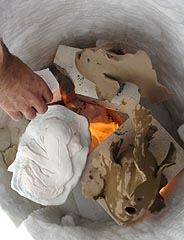 Three pieces in the Kiln, ready to fire