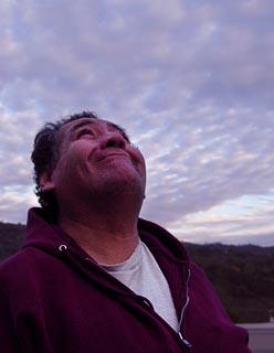 AJ looking at the sky on Christmas Eve