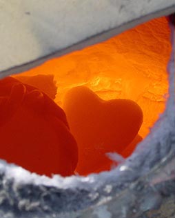 Heart on Fire, A peek into the kiln a few minutes before reduction.